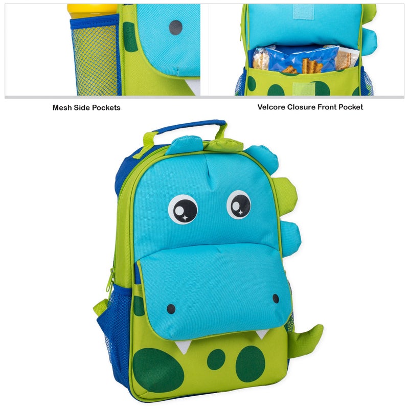 Class Collections Green Spotted Dinosaur Dimensional Animal Shape Water Resistant Preschool Backpack - Image 4